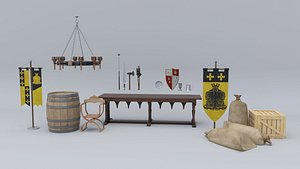 props weapons medieval 3D