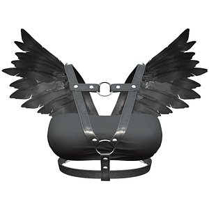 Tube Bralet Top With Straps and Black Feathers Wing 3D model