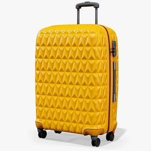 3D Travel Rolling Suitcase Yellow PBR