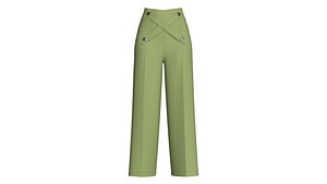 Girls Cross-Over Button High Waist Pant