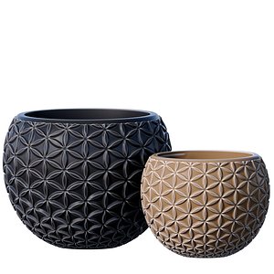 Decorative Floor Relief Flower Vase Urn Pot Planters Decoration 3D model