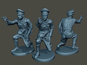 german officer ww2 shoot 3D
