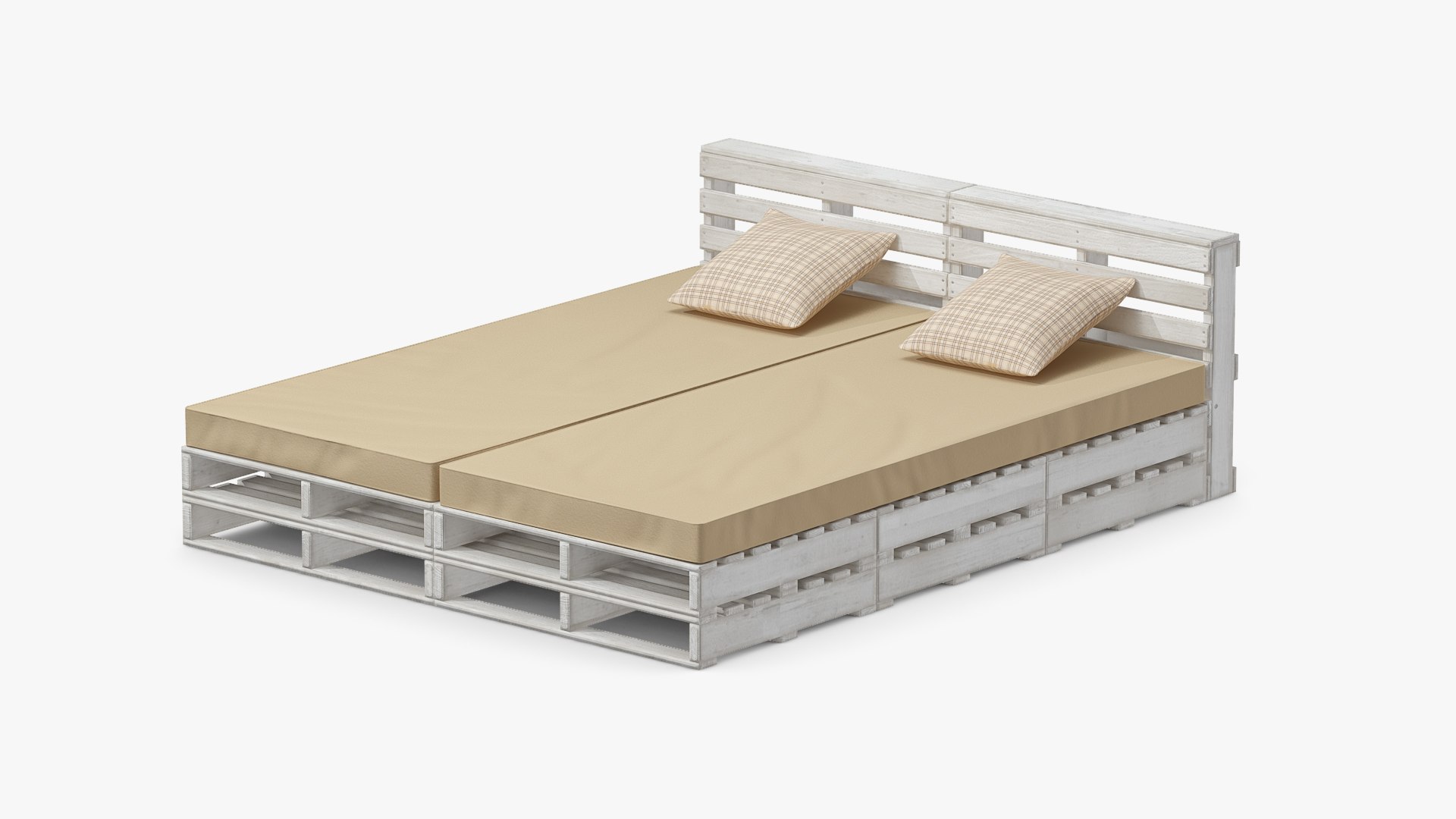 Pallet Outdoor Bed White 3D model preview