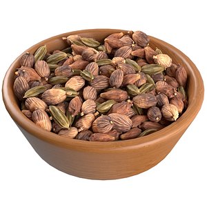 Dried cardamom fruit bowl 3D model