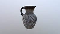 Pitcher with wheat ear jug clay hand made low poly