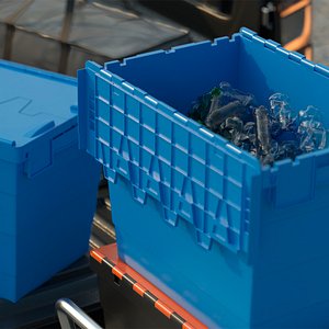 3D model Industrial Recycling Box with Plastic Bottles Blue
