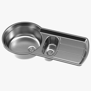 Double Bowl Stainless Steel Kitchen Sink 3D