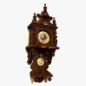 3d model antique grandmother clock