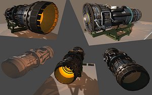 Military Jet Engine with Stand