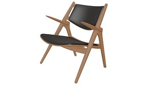 Carl Hansen CH28 Wood Leather Chair low-poly 3D