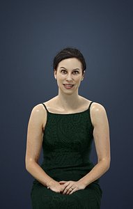 Eternal Fancy Dress Caucasian Female In Green Dress Sitting And Holding Her Hands