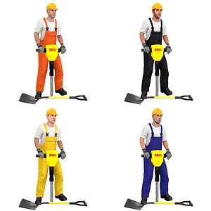 pack rigged worker 3D