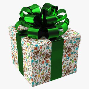 3D Wrapped Gift Box with Bow
