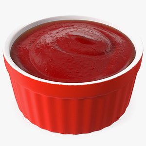 3D model Tomato Ketchup In Red Gravy Boat