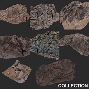 3d Scan collection mountain stone slopes