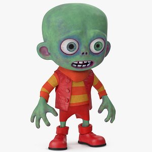 Cartoon Zombie Green in a Red Costume 3D model