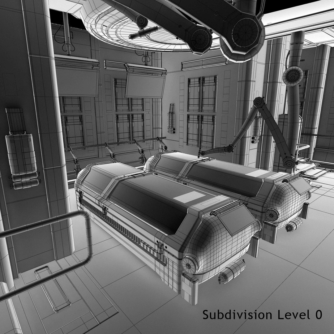 3d Futuristic Laboratory Interior Scene Model