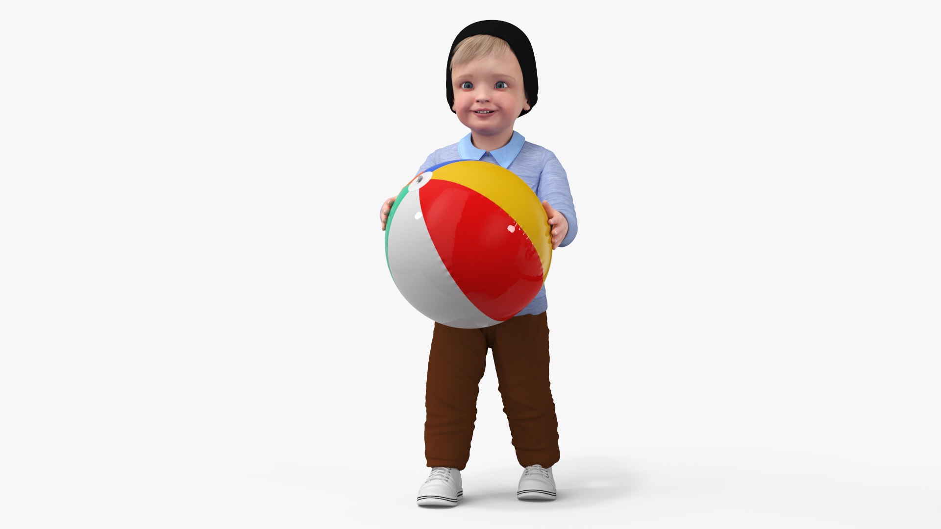 One Year Old Boy Playing with Ball 3D model preview