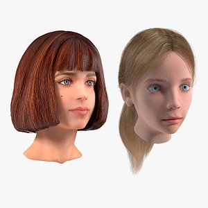 3D Kid Girl Heads Collection model