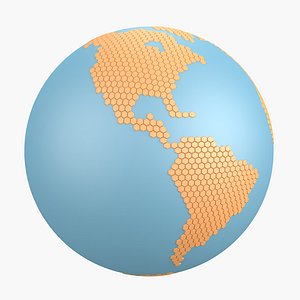 Earth globe 3D hexagons pack