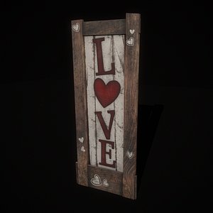 Rustic Wooden Love Sign With Hearts model
