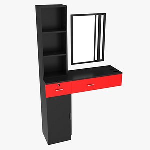 3D Hairdresser Organizer Shelf with Desk and Mirror