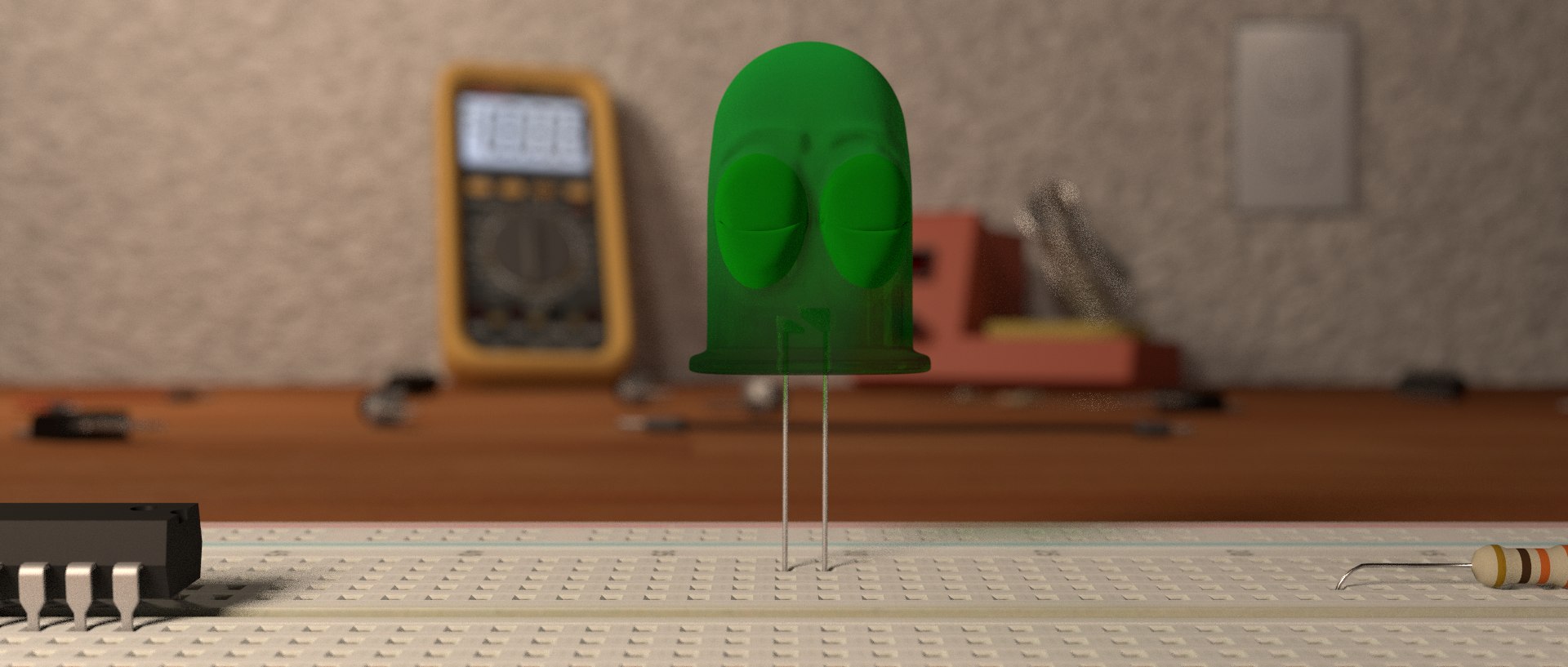 3d character animation led lights model