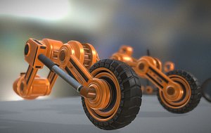 Hydraulic Suspension with Tires Orange Version Rigged and Animated
