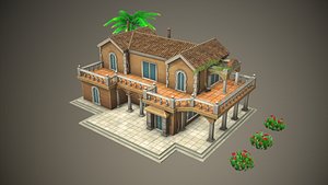 3D stylized tropical building model