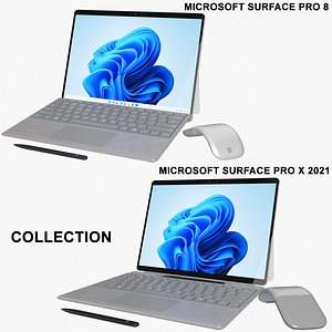 Microsoft Surface Pro 8 and Surface Pro X 2021 Collection 3D