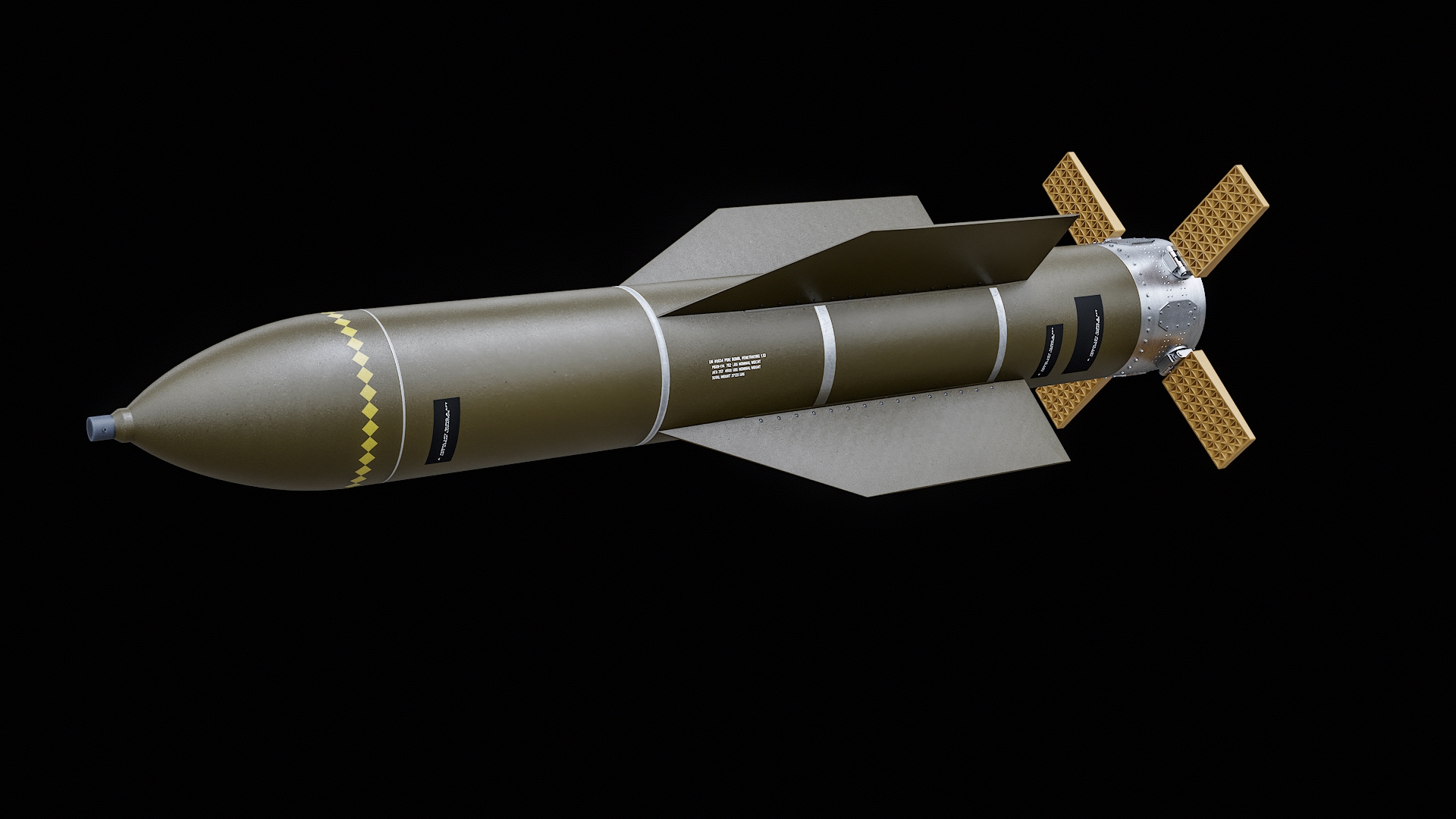 GBU-57 MOP Anti-Bunker Bomb Olive Drab PBR model https://p.turbosquid.com/ts-thumb/60/WVLQYN/lu/turn/png/1790412060/1920x1080/turn_fit_q99/486f9794c4473637ac8e64a1b42880a0697088c3/turn-1.jpg