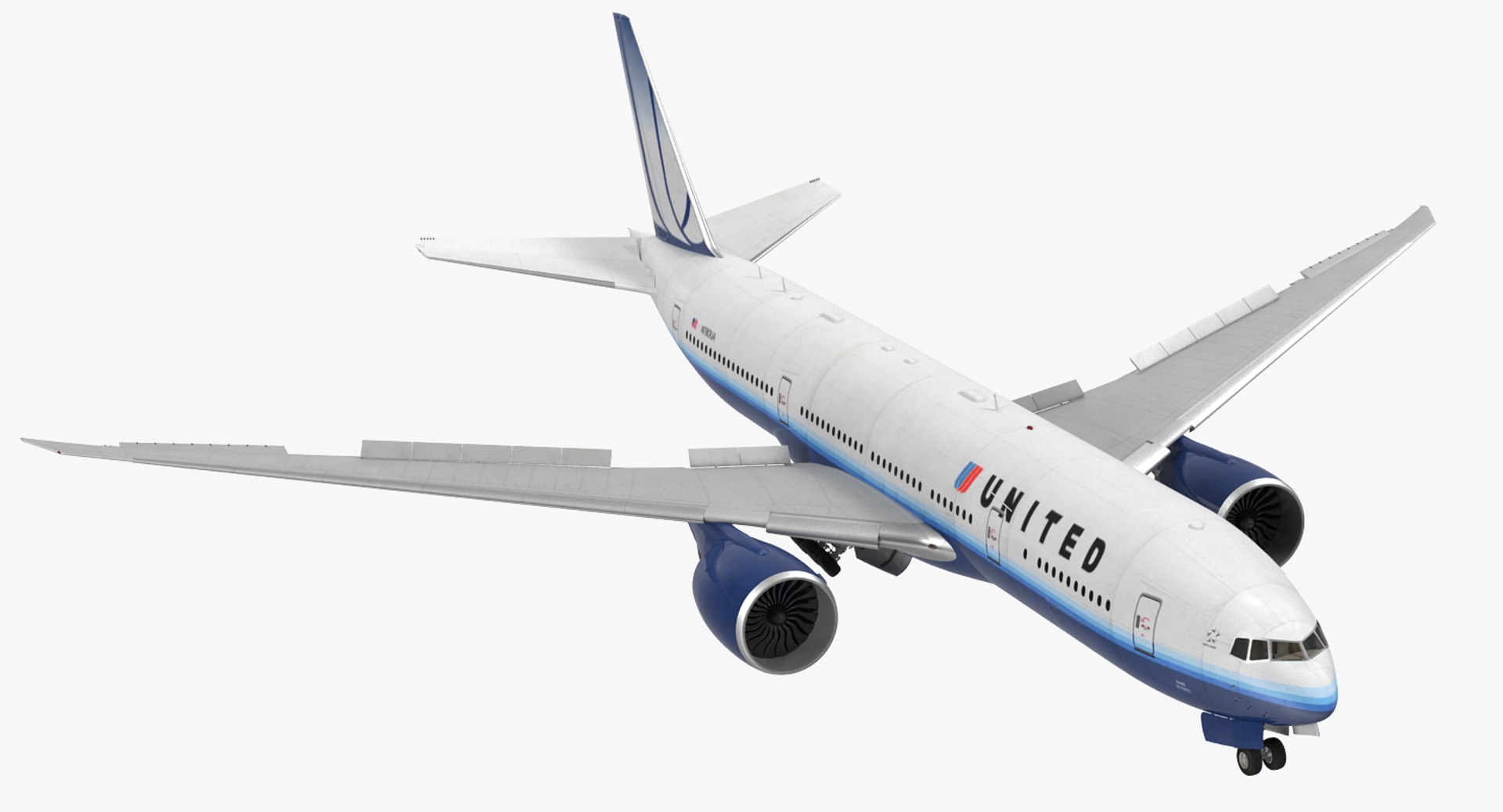 Boeing 777 200LR United Airlines Rigged 3D Model 3D model preview