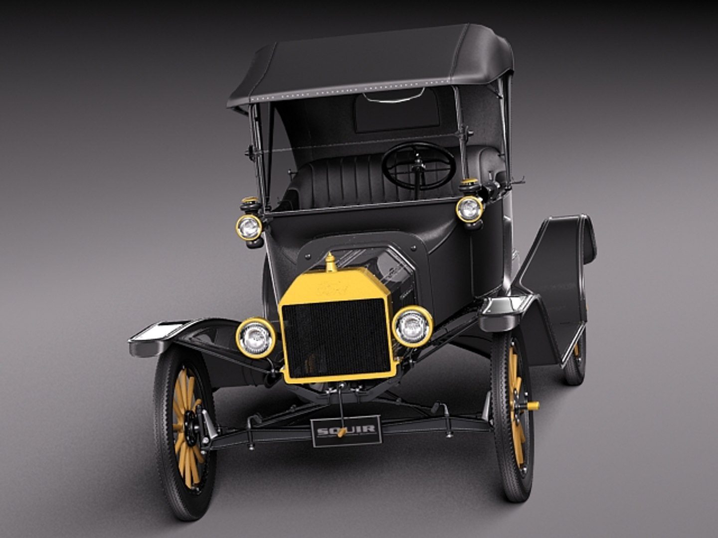 3d classic antique sedan convertible