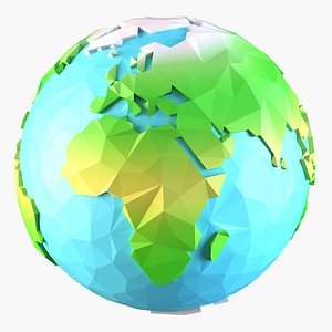 Cartoon low poly planet Earth World globe