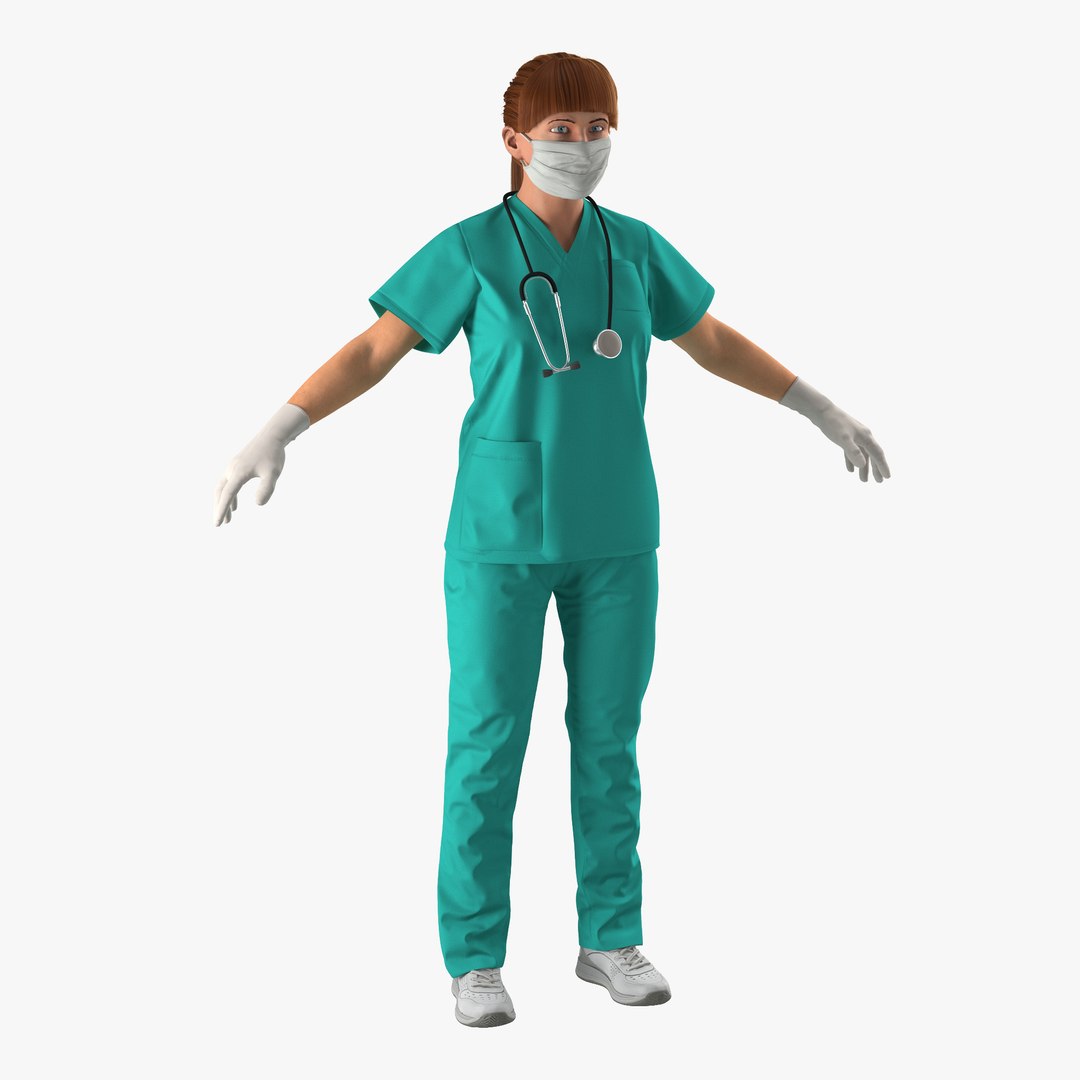 Female Caucasian Surgeon 3D Model 3D model preview