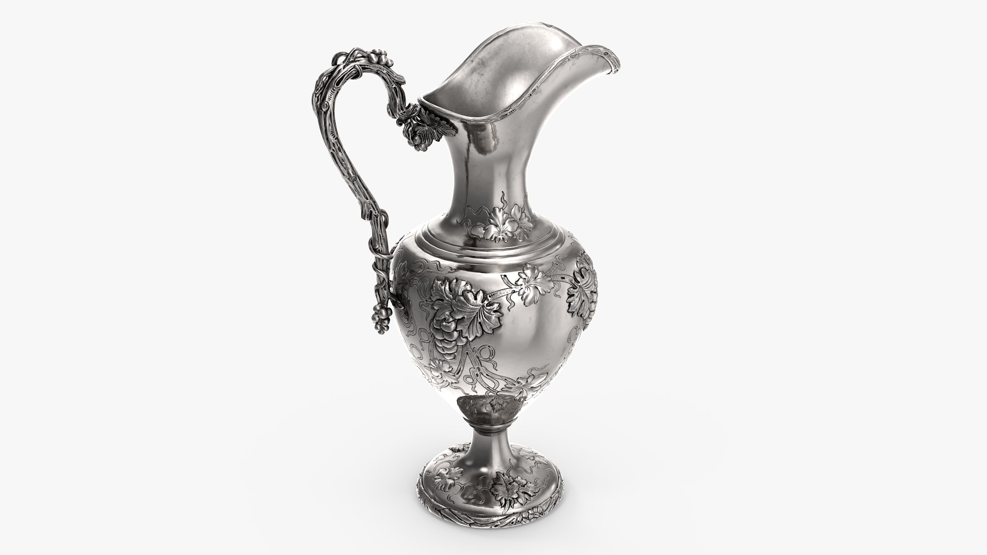 Silver Pitcher in Grape Pattern 3D model preview