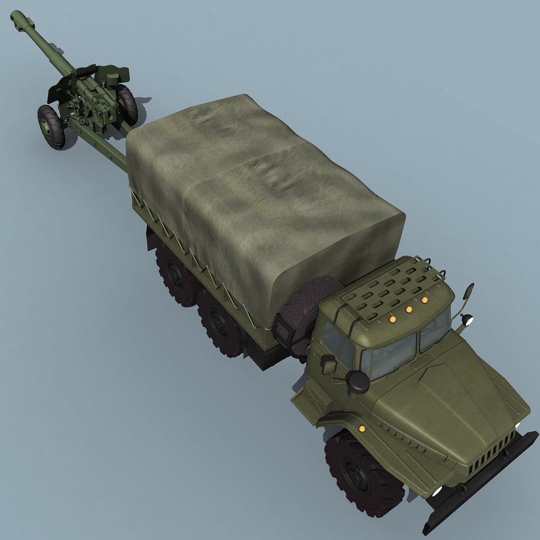 3ds Max Soviet D-20 Ural-4320