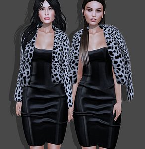 coat fur dress 3D model