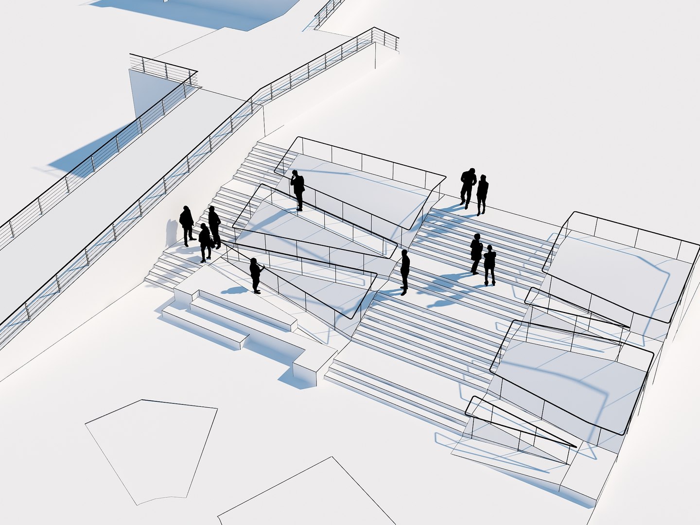 3D Modern Steps Multi Functional Steps Center Steps Business People ...