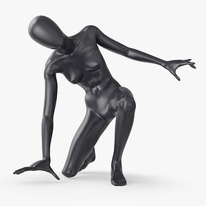 3D Mannequin Female Black Rigged for Cinema 4D