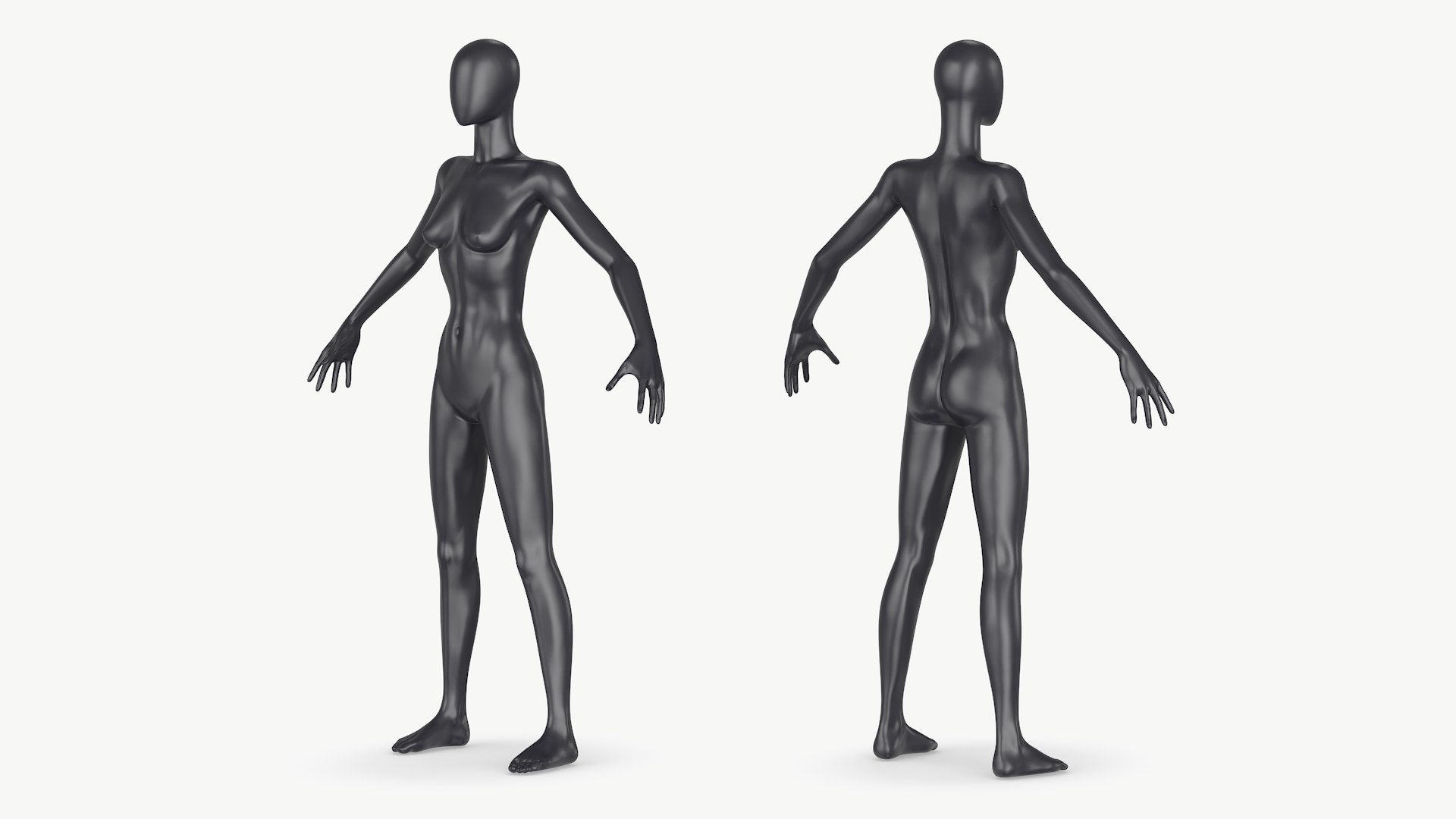 Mannequin Female Black Rigged for Cinema 4D 3D model preview