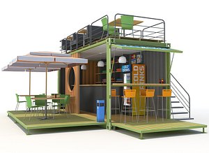 container cafe 3d max