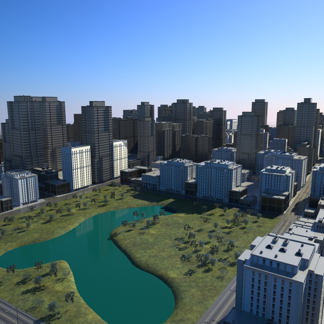 Cityscape Scene Highrise 3d Model