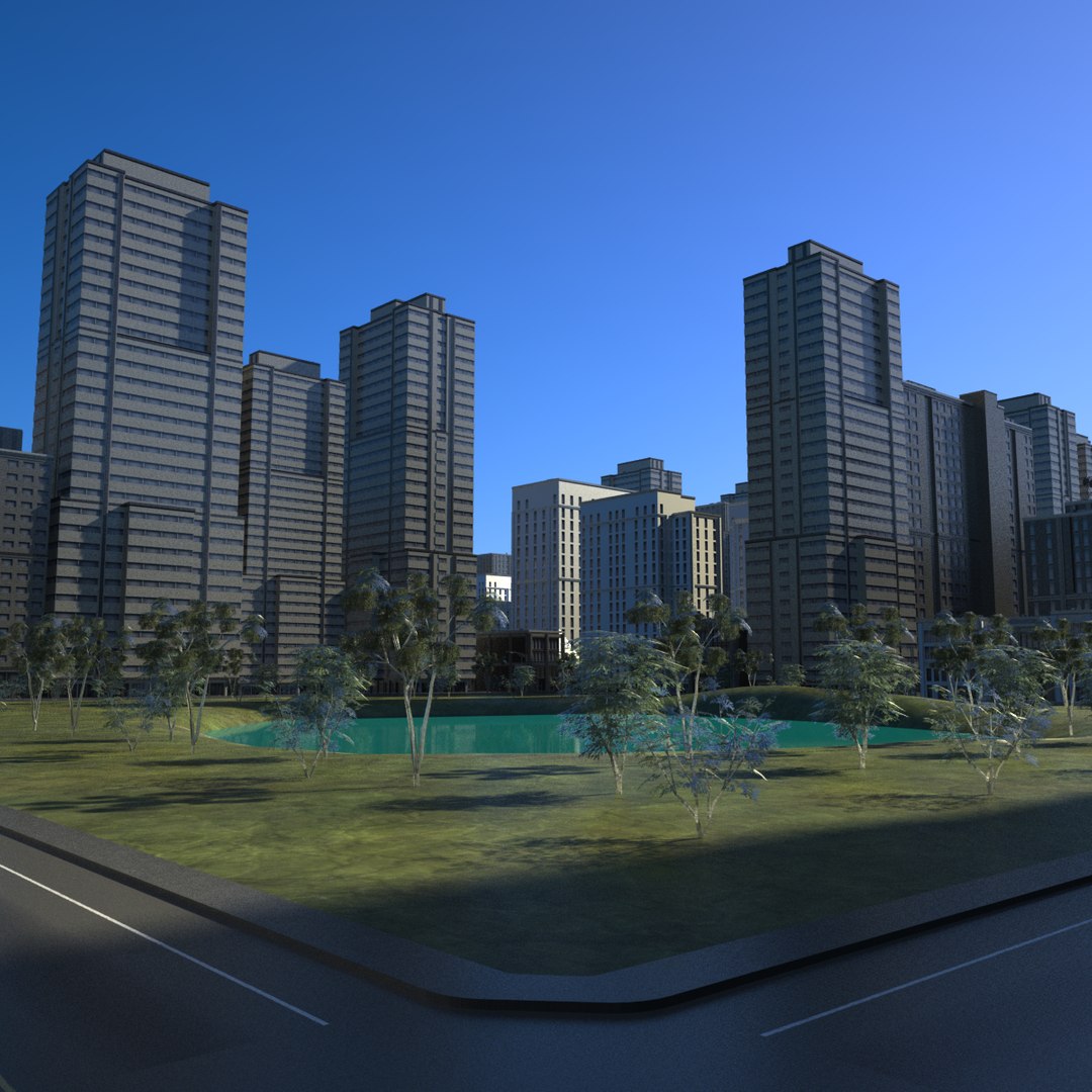Cityscape Scene Highrise 3d Model