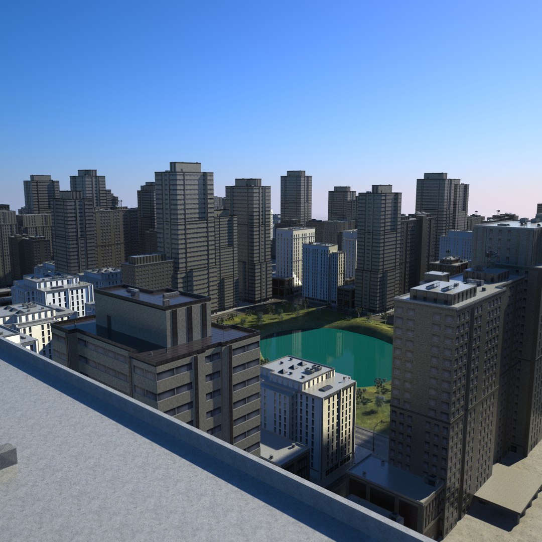 Cityscape Scene Highrise 3d Model