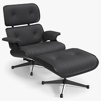 Retro Lounge Chair with Ottoman Black