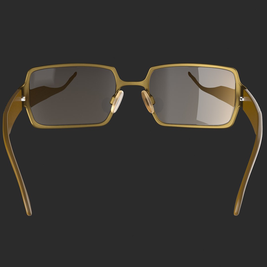 Realistic Golden Sunglasses 3d Model