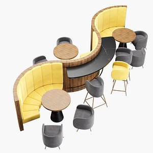 3D model Modern restaurant diner folding table and chairs set