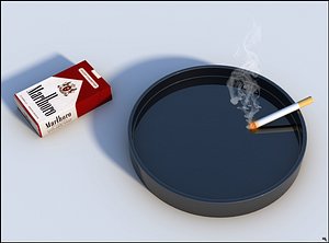 pack cigarettes ashtray 3D