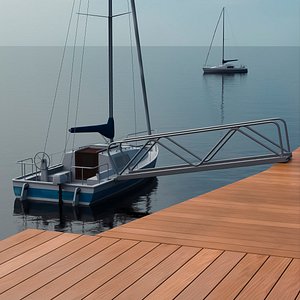 Sailboat with Boarding Ramp 3D